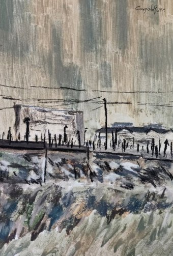 Graphique "Tours de tuyauterie", illustrateur Stanislav Bazylev aquarelle papier à la Jose Art Gallery