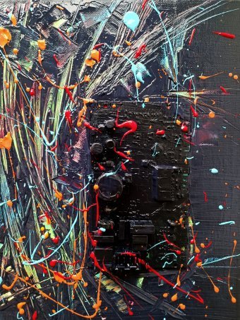 Peinture "Le silence dans le bruit", peintre Julia Solarte acrylique toile à la Jose Art Gallery