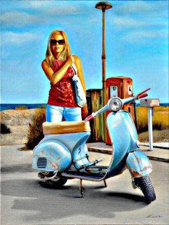 Pittura "IN VIAGGIO", pittore Francesco Capello olio tela alla Jose Art Gallery