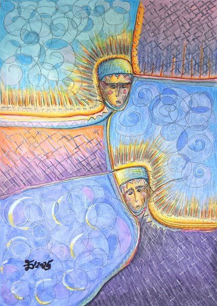 Additional view 5: Expressionism Mythological Painting Parallel Worlds by painter Ewa Dura mixed method paper 