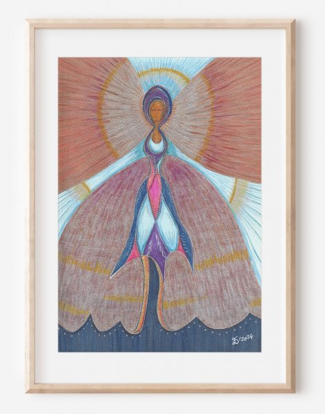 Additional view 2: Expressionism Portrait Painting Equinox by painter Ewa Dura mixed method paper 