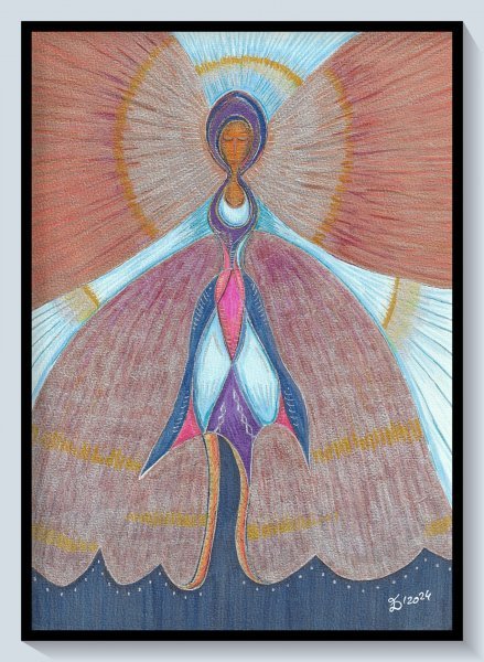 Additional view 5: Expressionism Portrait Painting Equinox by painter Ewa Dura mixed method paper 