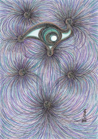Peinture "The Eye - Superior", peintre Ewa Dura technique mixte papier à la Jose Art Gallery