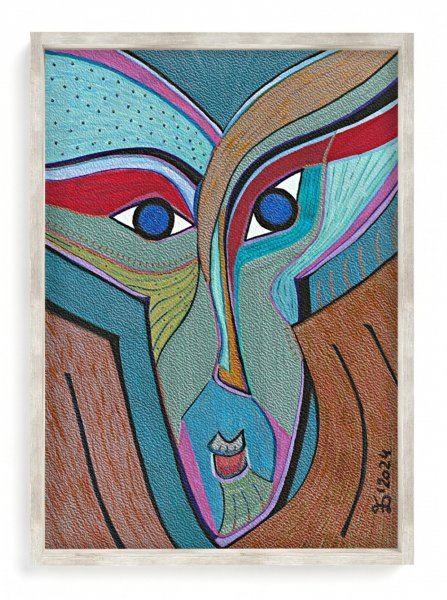 Additional view 4: Expressionism Portrait Painting The Night Face by painter Ewa Dura mixed method paper 