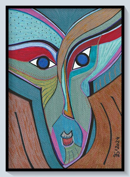 Additional view 5: Expressionism Portrait Painting The Night Face by painter Ewa Dura mixed method paper 