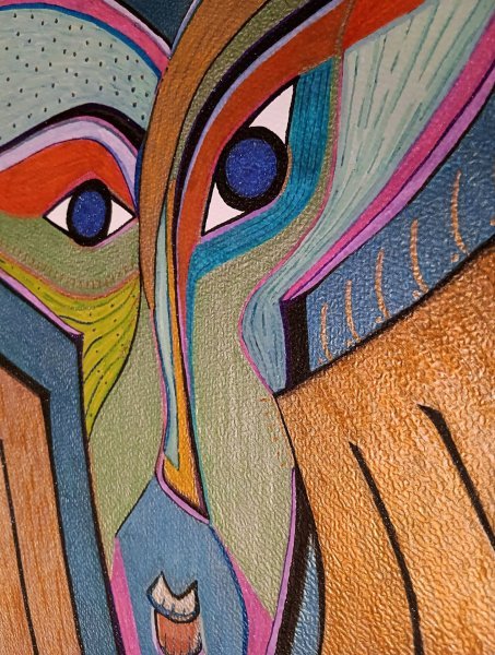 Additional view 7: Expressionism Portrait Painting The Night Face by painter Ewa Dura mixed method paper 