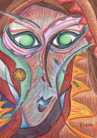 Живопись "The Midday Face", живописец Ewa Dura смешанная техника бумага в Jose Art Gallery