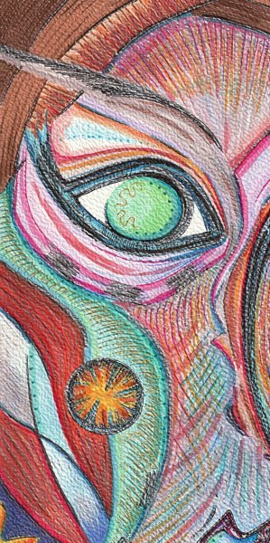 Additional view 1: Expressionism Portrait Painting The Midday Face by painter Ewa Dura mixed method paper 