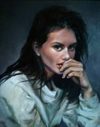 Painting "I understand you: a look full of feelings" by painter Liliana Kovhuto oil canvas at Jose Art Gallery