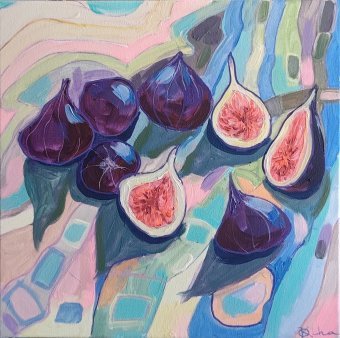 Painting "Purple Figs Still Life" by painter KOlha acrylic canvas at Jose Art Gallery
