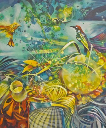 Peinture "Ondes aériennes", peintre Jorge Calero acrylique toile à la Jose Art Gallery