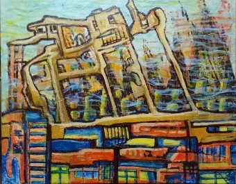 Painting "Something Beige. Thoughts on the Future" by painter Yuliya Vasina acrylic canvas at Jose Art Gallery