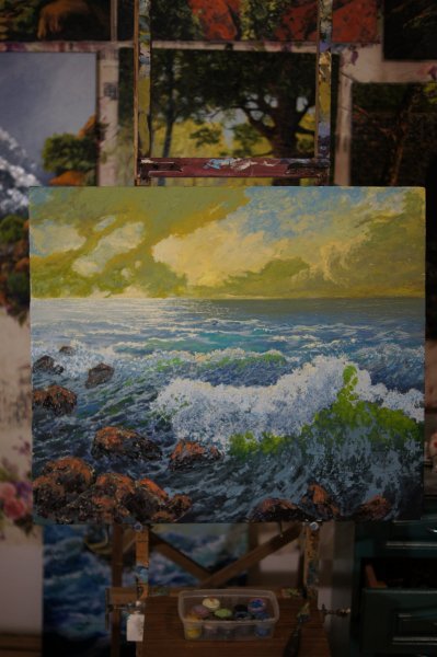 Zusätzliches Bild 1: Post-Impressionismus Marinemalerei Malerei "Bermuda-Brise", maler/-in Anton Zapotochny(Dovzhenko) Acryl Leinwand 