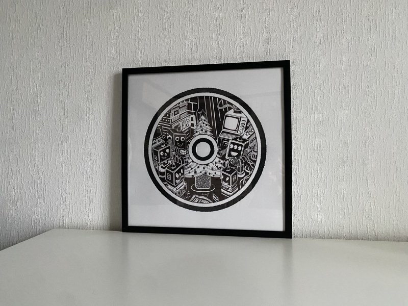 Additional view 1: Abstract Interior Drawing New Year's magic and robots in black and white by illustrator #artdjartem ink paper 