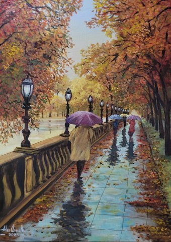 Autumn Stroll in the Rain