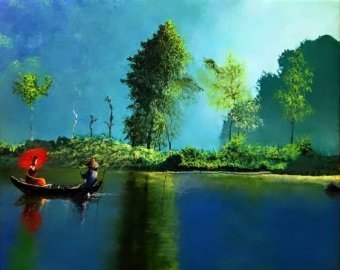 Pittura "The Last Journey", pittore Augustyn Engty acrilico tela alla Jose Art Gallery