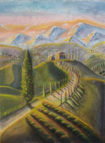 Захід сонця в Тоскані, Італія