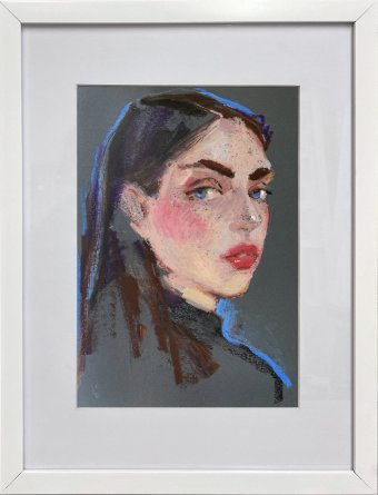 Desenho "Em Azul", ilustrador Tetiana Shendryk pastel papel na Jose Art Gallery