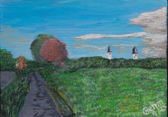 Peinture "Le chemin de Schwabmünchen", peintre Christopher Rehm huile bois à la Jose Art Gallery