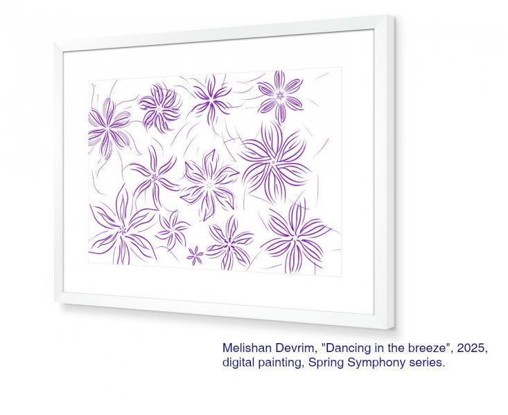 Imagem adicional 1: Fractal Pintura de flores Arte digital "Dancing in the breeze", artista digital Melishan Devrim 