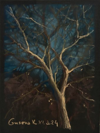 Desenho "Noturno", ilustrador Guseva K. pastel papel na Jose Art Gallery