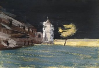 Graphique "Château de Golshany", illustrateur Stanislav Bazylev aquarelle papier à la Jose Art Gallery