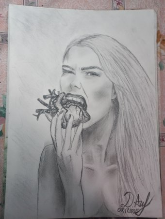Pittura "Spezzacuori", pittore Darina Roshcha matita carta alla Jose Art Gallery