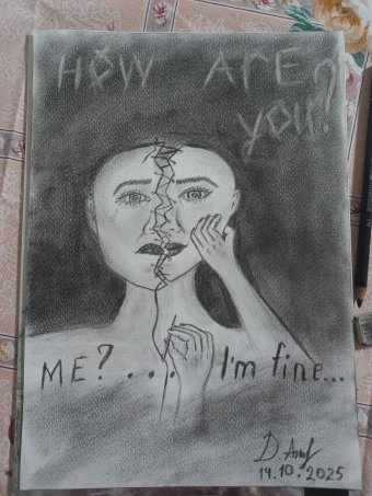 Pittura "Ripristino emotivo", pittore Darina Roshcha matita carta alla Jose Art Gallery