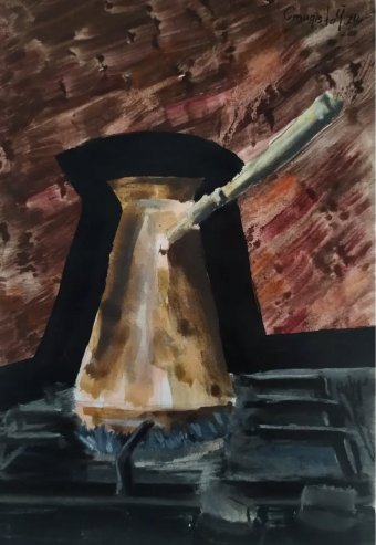 Graphique "Chaque matin", illustrateur Stanislav Bazylev aquarelle papier à la Jose Art Gallery