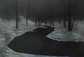 Graphique "Rivière", illustrateur Stanislav Bazylev pastel papier à la Jose Art Gallery