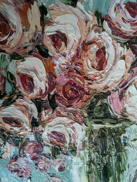 Light Roses Harmony in Contemporary Design Painting by Oksana Almiz