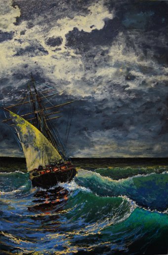 Painting On lowered sails