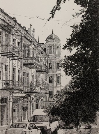 Graphik "Syreets von Jalta", illustrator Spartak Chernyshov Tinte Papier in der Jose Art Gallery