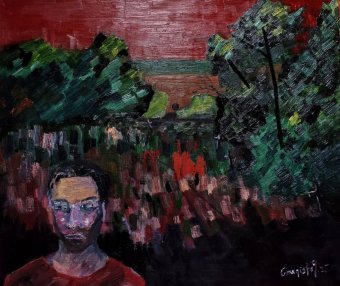 Painting "Death Marathon" by painter Stanislav Bazylev oil canvas at Jose Art Gallery