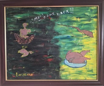 Peinture "Maman ! Reviens !!!", peintre Grigoriy Borzenko huile carton à la Jose Art Gallery