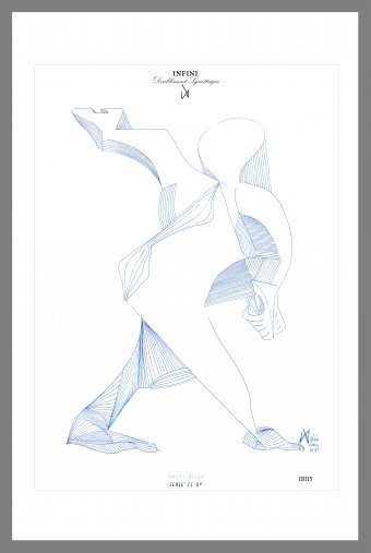 Gráfico "SERIE II INFINI BLEAU 0° 5", ilustrador Sapiente.INFINI.Symetrique tinta papel en Jose Art Gallery