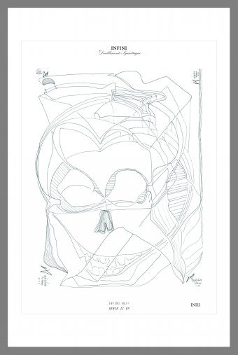 Gráfico "INFINI NOIR, SERIE II, 0°, 2", ilustrador Sapiente.INFINI.Symetrique tinta papel en Jose Art Gallery