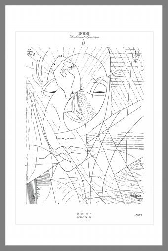 Gráfico "INFINI NOIR, SERIE IV, 0°,6", ilustrador Sapiente.INFINI.Symetrique tinta papel en Jose Art Gallery