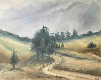 Drawing "Field" by illustrator Yuliya Moroz oil paint canvas at Jose Art Gallery