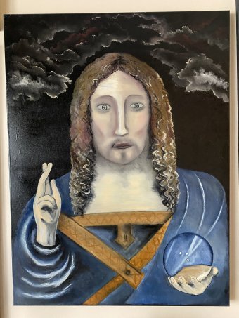 Painting "The Savior of the World in a Realistic Portrait" by painter Maks Burkovskiy oil canvas at Jose Art Gallery