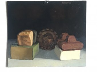 Peinture "Seven things", peintre Taras Leskiv huile carton à la Jose Art Gallery