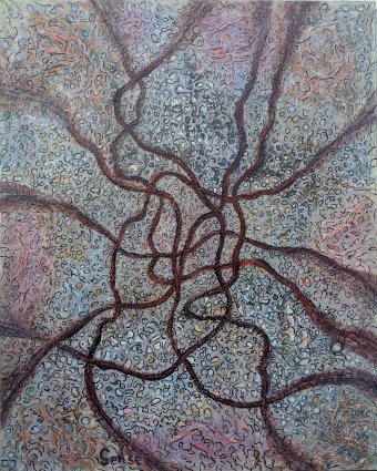 Pittura "Mosaico: un viaggio attraverso la texture", pittore Lena Kolambet acrilico tela alla Jose Art Gallery