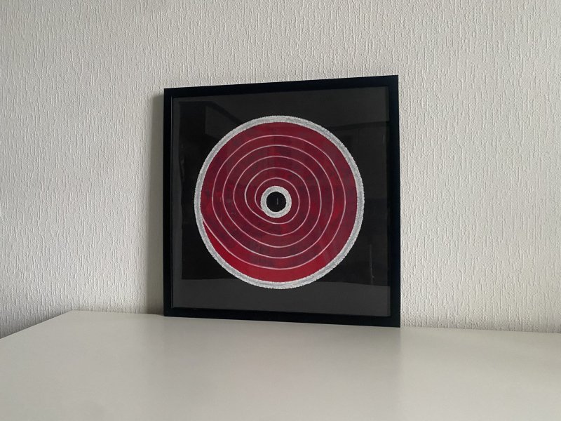 Additional view 1: Abstract Interior Drawing Red and white pattern on a black background by illustrator #artdjartem acrylic paper 