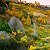 Cantavieja from the valley: a realistic autumn landscape – painting