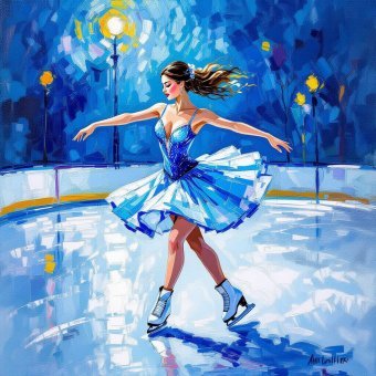 Ice Skater Under Moonlight