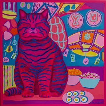 Painting "Painting Neko Cat, 2025." by painter Oksana Chumakova acrylic canvas at Jose Art Gallery