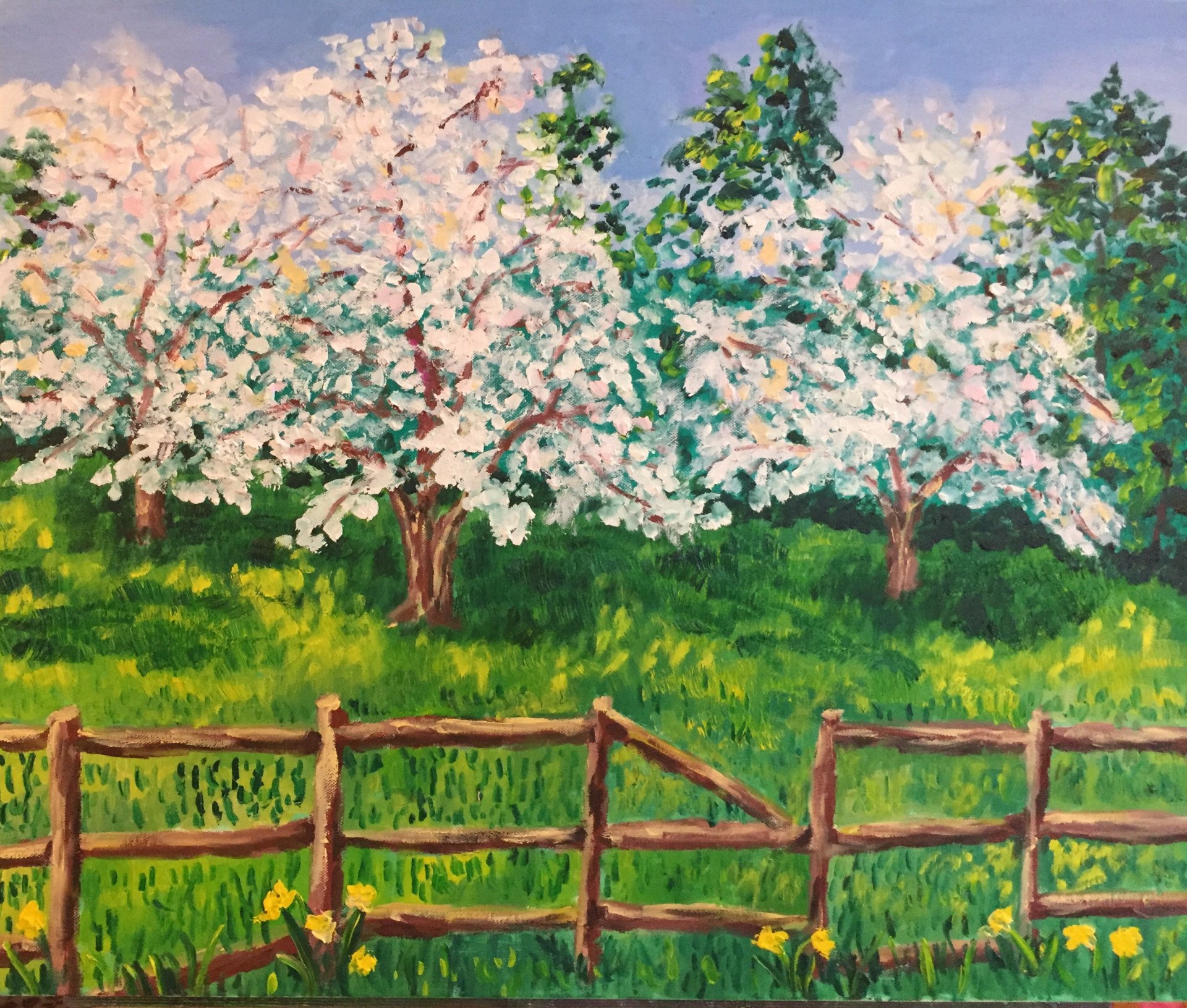 Apple Trees and Old Fence Painting by Bill Neary Jose Art Gallery