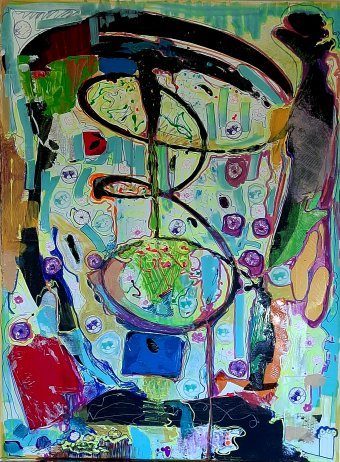 Painting "A Universe of Colors and Secrets" by painter A.fe ink canvas at Jose Art Gallery