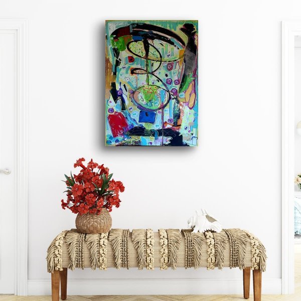 Additional view 1: Contemporary Art Flower Painting A Universe of Colors and Secrets by painter A.fe ink canvas 