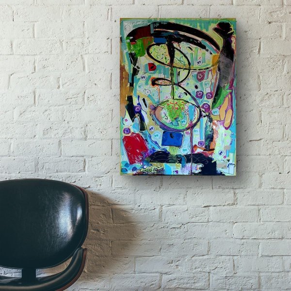 Additional view 4: Contemporary Art Flower Painting A Universe of Colors and Secrets by painter A.fe ink canvas 